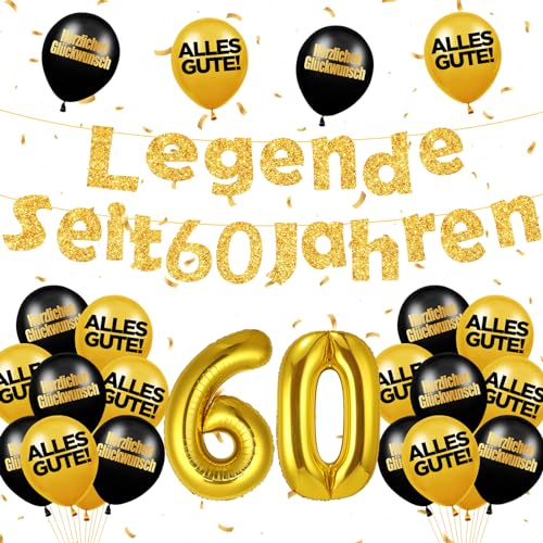 60 Geburtstag Deko Mann Frau 60 Geburtstag Luftballons Schwarz Gold Dekoration zum 60 Geburtstag Mann Ballons 60 Geburtstag Mann Legende Seit 60 Jahren Girlande 60 Geburtstag 60 Geburtstag Supplies von ZYZYZK