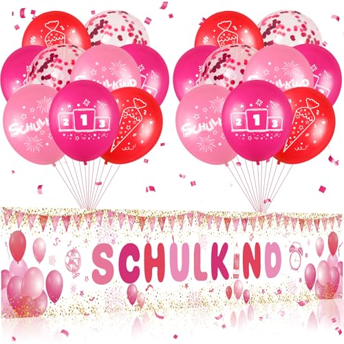 Einschulung Deko Mädchen Schulanfang Deko Schulkind Banner Luftballons Girlande Einschulung Banner Erster Schultag Dekoration Girlande Schulanfang Einschulungsdeko Die Schule Einführung Deko Mädchen von RUMIA