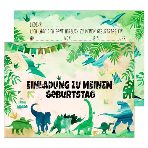 12 x Einladungskarten für Kindergeburtstag Party Dinosaurier Einladungskarten Geburtstag für Kinder Junge Mädchen Tinte Zeichnung Designs Dinosaurier Geburtstag Party Einladungskarten 15 x 11 cm von RUMIA