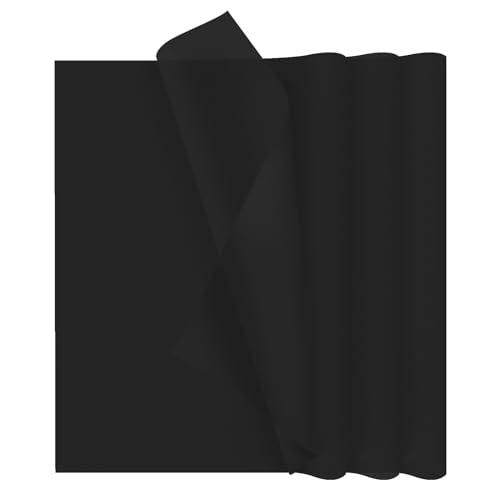 30 Blatt Seidenpapier Schwarz Geschenkpapier,Format 50 x 35 cm Verpackungsmaterial Papier für Handwerk und Geschenkverpackung Füller Geburtstag Blumen Hochzeiten Halloween Dekoration (Schwarz) von RUNFENG