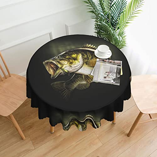 Runde Tischdecke, Fischmuster, waschbar, knitterfrei, Tischdecke für Picknick, Camping, Party, Essen, 152,4 cm von RUNMIND