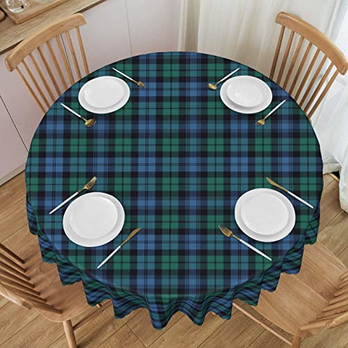 Runde Tischdecke, schwarzes Tartan-Muster, waschbar, knitterfrei, Tischdecke für Picknick, Camping, Party, Essen, 152,4 cm von RUNMIND