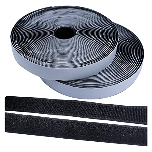 10M × 20mm Klettband Selbstklebend Extra Stark Klettbänder Selbstklebend Klettverschluss Doppelseitig Flettband für Fliegengitter - Schwarz von Runyu