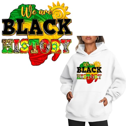 2 Stück schwarze Geschichte Monat Bügelbilder für Kleidung T-Shirts bereit zum Drücken Vinyl-Aufkleber Design We are Black History Heat Press Decals für Rucksack Hoodies waschbar DIY Dekoration von RURUIS