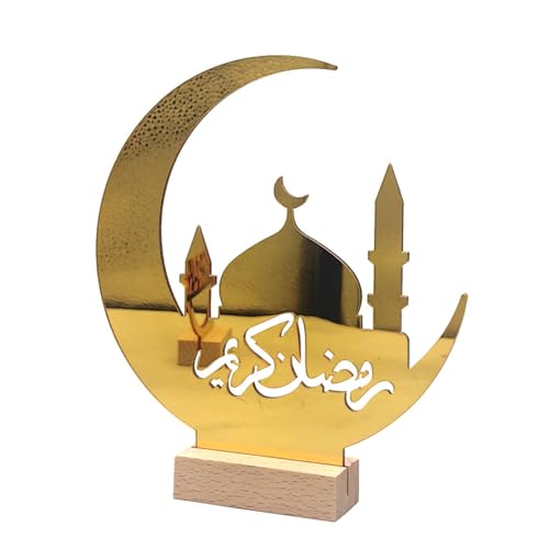 RURUR Ramadan Mubarak Schild, Ramadan Dekorationen for den Heimtisch, Ramadan Schreibtisch Ornament Eid Mubaraks Acryl Tischdekoration for Heimfeier Islamische von RURUR