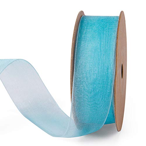 RUSPEPA 25 mm Sheer Organza Ribbon - 22 Meter Für Geschenkverpackung, Bouquet Wrapping, Dekoration, Craft - Mist Blue von RUSPEPA