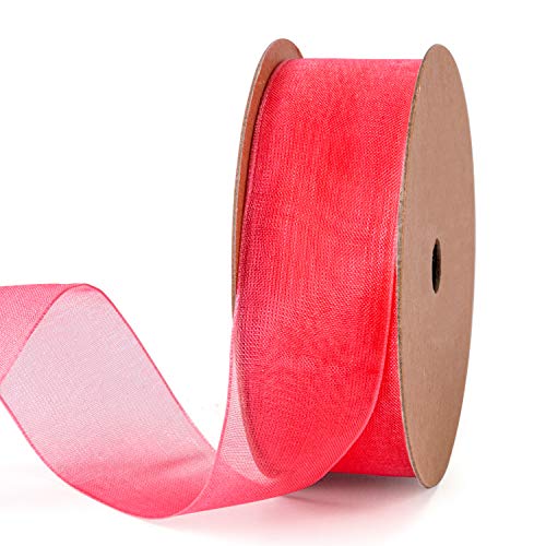 RUSPEPA 25 mm Sheer Organza Ribbon - 22 Meter Für Geschenkverpackung, Bouquet Wrapping, Dekoration, Craft - Pink von RUSPEPA