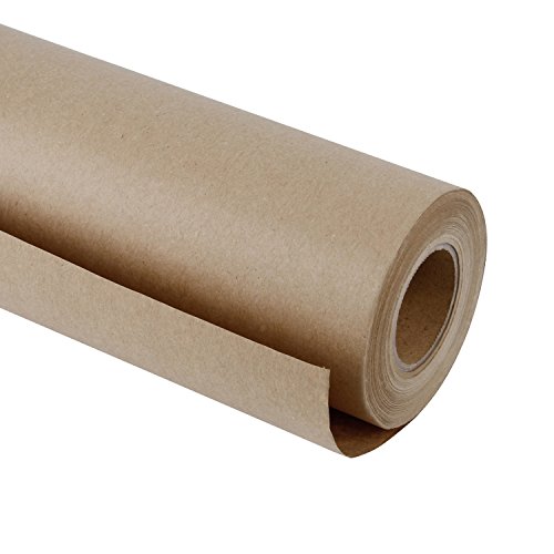 RUSPEPA Braun Kraftpapier - Natürliches Recyclingpapier, Kraftpapierrolle Ideal für Kunsthandwerk, Kunst, Kleine Geschenkverpackungen, Verpackung, Post, Versand und Pakete - 44.5 cm x 30 m von RUSPEPA