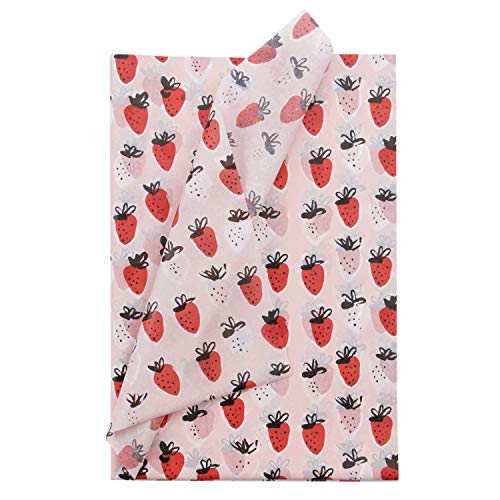 RUSPEPA Geschenkpapier Seidenpapier - Netter Erdbeer-Druck Seidenpapier für Heimarbeit Bastelarbeit Geschenkverpackung – 50 x 70 cm – 24 Blatt von RUSPEPA