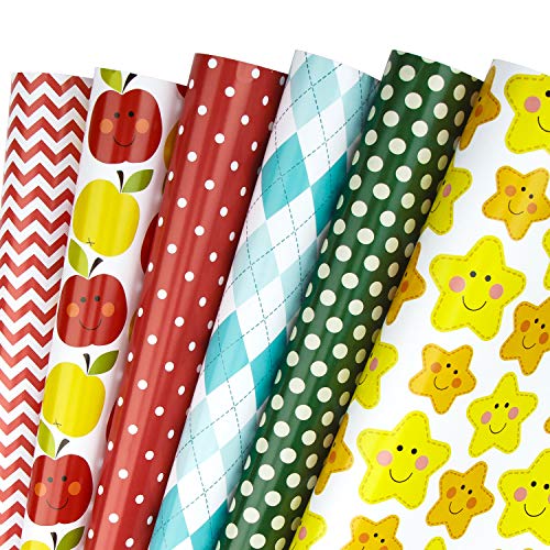 RUSPEPA Geschenkpapierpapier - Back To School Buntes Design Für Geburtstag, Urlaub, Hochzeit, Babyparty - 1 Rolle Enthält 6 Blatt - 44,5 X 76 cm Pro Blatt von RUSPEPA