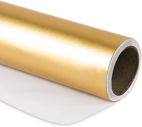 RUSPEPA Goldenes Metallic-Geschenkpapier – Minirolle – Einfarbiges, Mattes Papier, Perfekt Für Hochzeit, Geburtstag, Weihnachten, Babyparty – 44 cm X 10 m von RUSPEPA