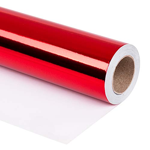 RUSPEPA Red Metallic Geschenkpapier - Einfarbiges Papier Perfekt Für Hochzeit, Geburtstag, Weihnachten, Baby-Show-Geschenke - 76 cm X 10 m von RUSPEPA