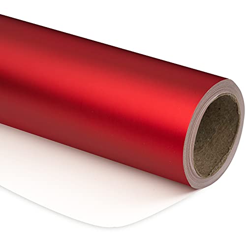 RUSPEPA Rotes Metallic-Geschenkpapier – Mini-Rolle – Einfarbiges Mattes Papier Perfekt Für Hochzeit, Geburtstag, Weihnachten, Babyparty – 44 cm X 10 m von RUSPEPA