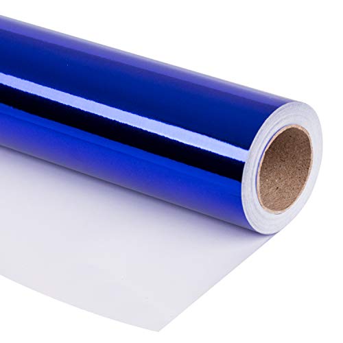 RUSPEPA Royal Blue Metallic Geschenkpapier - Einfarbiges Papier Perfekt Für Hochzeit, Geburtstag, Weihnachten, Baby-Show-Geschenke - 76 cm X 10 m von RUSPEPA