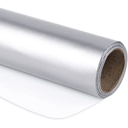 RUSPEPA Silber Metallic Geschenkpapier - Mini Rolle - Einfarbiges Mattes Papier Perfekt Für Hochzeit, Geburtstag, Weihnachten, Babyparty - 44 cm X 10 m von RUSPEPA