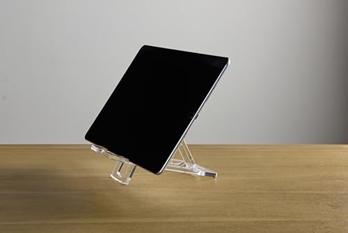 rusell+Hazel Acryl-Staffelei für Mobiltelefone, Tablet-Ständer, schlankes, ergonomisches Design, verstellbare Wiege, rutschfeste Unterseite, kompakt, leicht, flach zusammenklappbar mit von RUSSELL+HAZEL