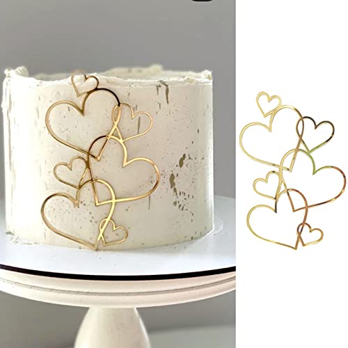 7 Stück Hochzeitstortenaufsätze minimalistische Gold Silber Liebe Herz Kuchen Dekoration Einfache niedliche Herz Kuchen Party Dekoration Happy Birthday Kuchen Topper Fügen Sie die Party Atmosphäre hinzu von RUSTAMM