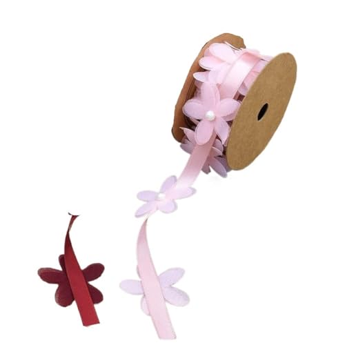 Bänder for Verpacken, Sackleinenband, 2 m Organza-Blumen-Perlen-Satinband, Gänseblümchen-Blumenband, DIY-Bastelband, Perlenblumen-Stoffband, Perlenbesatz for Hochzeit, Geschenkverpackung, Schleifenher von RUTHYEARS