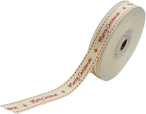 Bänder for Verpacken, Sackleinenband, 20 Meter Baumwolle, bedruckte Bänder „Merry Christmas“ for die Weihnachtsfeier, Geschenkverpackung von RUTHYEARS