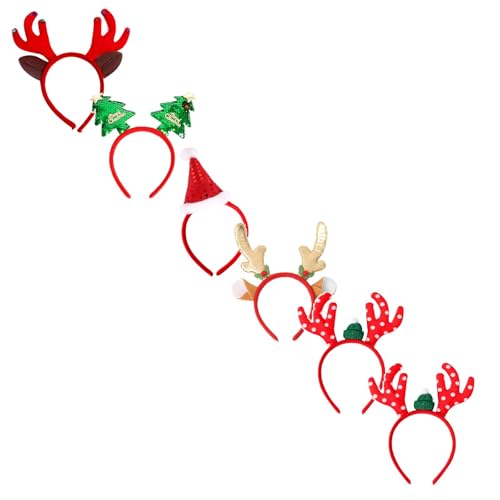 RUYUUEQ 8 Pack Hirschohren Stirnband Weihnachten Stirnbänder für Erwachsene Weihnachten Haarschmuck Rentiergeweih (A1-Red, One Size) von RUYUUEQ