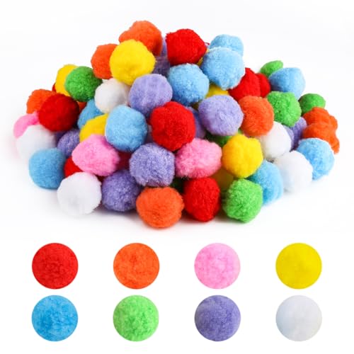 120 Stück Pompons zum Basteln, 4cm Bunte Pompoms, Mehrfarbige Pompom, Filzkugeln Bunt für Kreative DIY-Basteleien, Feine Haar-Accessoires, Partydekoration von RVLZKCPG