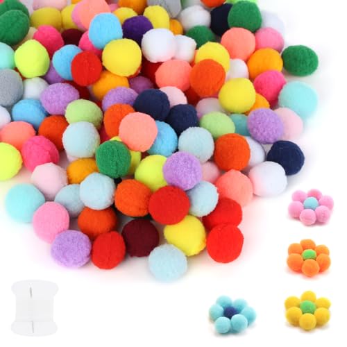 150 Stück Bunte Pompons zum Basteln 3cm Mini Pompons Flauschigen Plüschbälle DIY Pompom Girlande Zubehör für Geburtstagsfeier Hochzeit Weihnachtstag Girlande Kinderzimmer für Nähen Deko Handwerk von RVLZKCPG