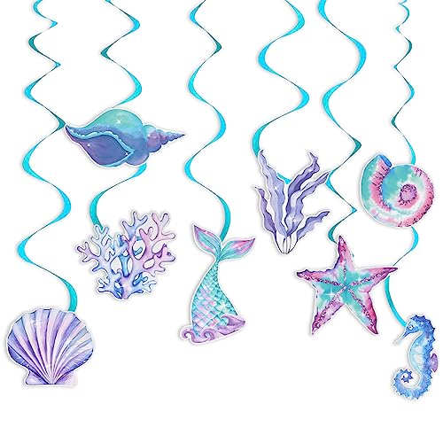 Meerjungfrau Geburtstag Deko Iridescent Mermaid Seepferdchen Seashell Starfish Holographic Paper Birthday Decorations Meerjungfrauen Deko Kindergeburtstag Unterwasserwelt Mermaid Party Zubehör von RVLZKCPG