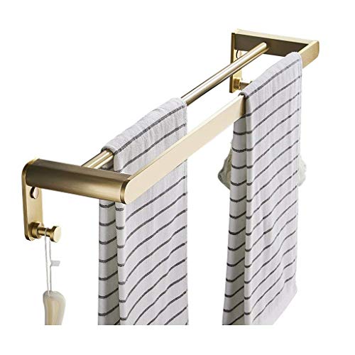 Handtuchhalter Doppelstangen Handtuchhalter mit Haken Badezimmer Handtuchregale aus gebürstetem Space-Aluminium für die Wandmontage Handtuchhalter für die Badewanne Handtuchhalter/Gold von RWCHCWRH