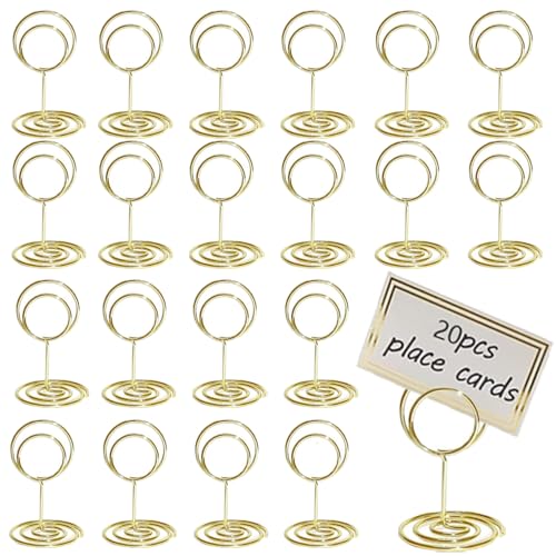 RXKFIGX 20 Stück Gold Tischkartenhalter Tischnummernhalter Runder Tischnummernhalter für Hochzeiten Fotohalter Kartenhalter Runder Kartenständer Memohalter für Restaurant Tisch Party von RXKFIGX