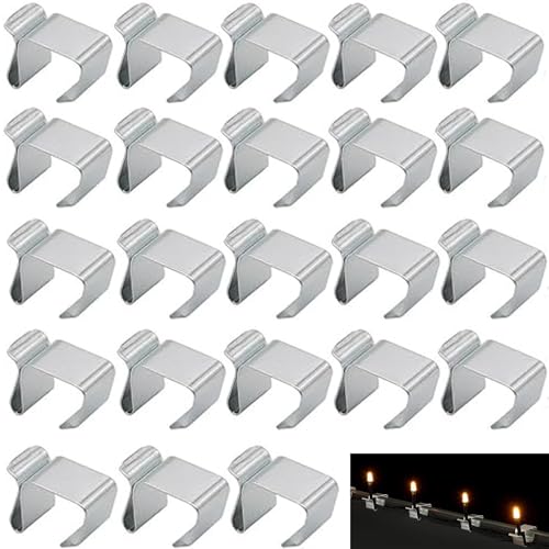 RXKFIGX 60 Stück Dachrinnenhaken für Lichterketten Edelstahl Weihnachtslichter Metall Weihnachtslichter Dachrinnenhaken Dekorationshaken Dachrinnen Metall Licht Haken Clip für Dekorativer Lichter von RXKFIGX