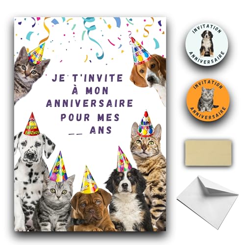 RXLITE Einladung zum Geburtstag Thema Hunde Katzen zum Kratzen von RXLITE