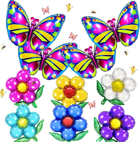 10pcs Schmetterlingsballons, Blumen Ballon, Schmetterling Folienballon, Schmetterlings Geburtstags Deko, für Schmetterlings-Themenparty, Geburtstagspartys für Mädchen von RXSPOYLY
