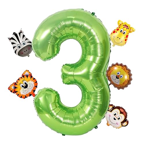 6Pcs Luftballon Tiere, Luftballon 3 Geburtstag, Ballon 3 Geburtstag, Luftballon 3 Jahre Tiere, Geeignet für Kindergeburtstagsfeier, Dschungelparty-Dekoration von RXSPOYLY