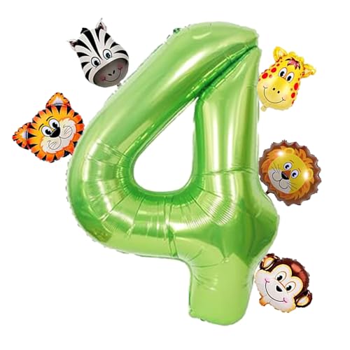 6Pcs Luftballon Tiere, Luftballon 4 Geburtstag, Ballon 4 Geburtstag, Luftballon 4 Jahre Tiere, Geeignet für Kindergeburtstagsfeier, Dschungelparty-Dekoration von RXSPOYLY