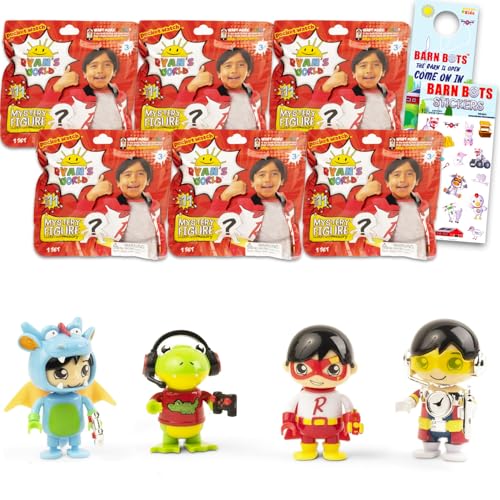 RYAN'S WORLD Partygeschenke, Blindtüten, 6 Stück – Paket mit 6 Ryan's World Mystery Figuren plus Aufklebern, mehr | Ryan's World Mystery Minifiguren für Kinder von RYAN'S WORLD