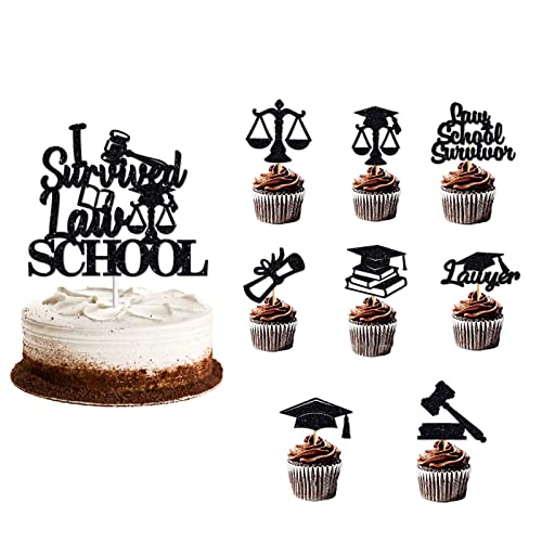 2023 Abschluss Anwalt Thema Cupcake Topper Law School Survivor Cake Topper für Anwälte Abschluss Party Dekorationen Zubehör (schwarz) von RYAOLFLY