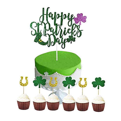 Glitzer St. Patrick's Day Kuchendekoration Kleeblatt Cupcake Tafelaufsatz Wüste Kuchen Dekoration Lebensmittel Picks für St. Patrick's Day, Jubiläen Party Favor Supplies von RYAOLFLY