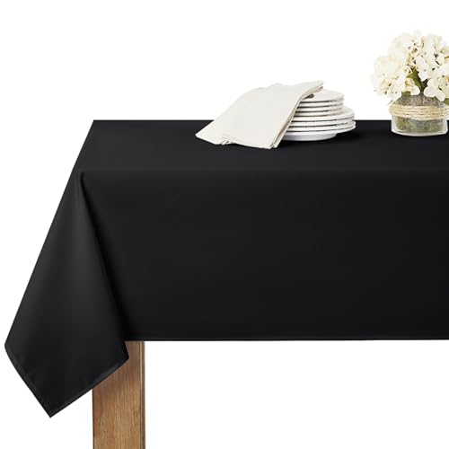 RYB HOME Eckige Abwischbare Tischdecke Schwarz Küche Tischdecke Abwaschbar Tischwäsche Wasserabweisend Tischtuch Schmutzabweisend, 1 Stück H 200 x B 140 cm von RYB HOME