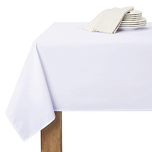 RYB HOME Weiße Tischdecke für Geburtstag und Hochzeit 1 Stück Tischtuch Weiß Abwaschbar Party Wasserdicht Tischwäsche Wohnzimmertisch, H 240 x B 140 cm von RYB HOME