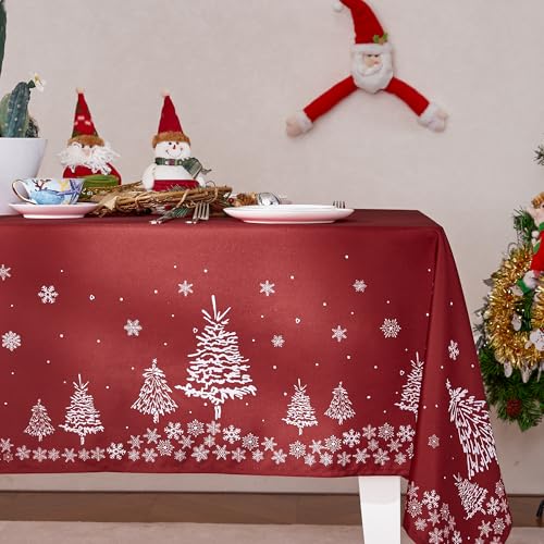 RYB HOME Tischdecke Abwaschbar 1 Stück H 200 x B 140 cm Weihnachts Tischdecke Eckig Tischwäsche Schmutzabweisend Tischdecke Wasserabweisend Tischtuch Geburtstag Feier von RYB HOME