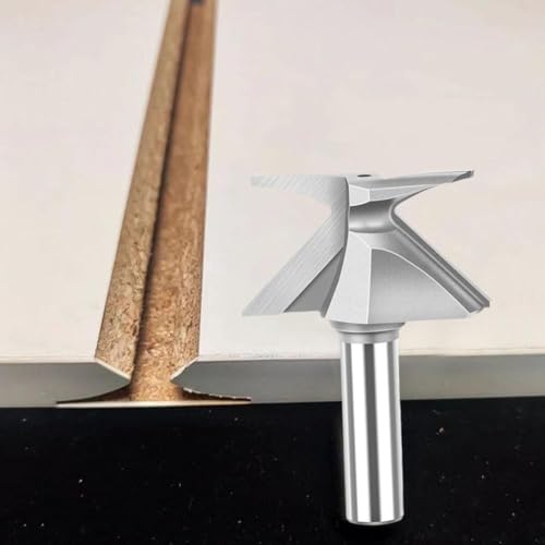 R18/R30/R50 1/2 Zoll Schaft Holzbearbeitung Router Bit, Zunge und Nut Router Bit, Hartmetallspitze V Bit für Holzwroking Fase Schrägschneider, Gravierwerkzeug (1/2* R50 nahtlos) von RYGRZJ