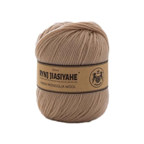 RYNJ JIASIYAHE Wolle, Häkelgarn, farbiges Wollstrickgarn, ideal für Anfänger, Kinderhandwerk, Heimprojekte (Khaki,1 Kugel) von RYNJ JIASIYAHE