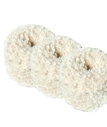 RYNJ JIASIYAHE Wollgarn, Flauschiges Garn zum Basteln mit lebendigen Farben, Plüschgarn zum Häkeln und Stricken, Haushaltsbedarf für Heimwerkerarbeiten wie Pullover, Schals, Hüte (White,3 Pack) von RYNJ JIASIYAHE