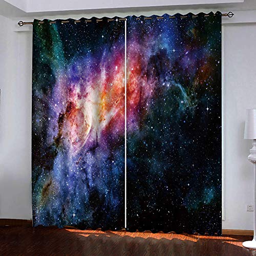 RYQRP Verdunkelungsvorhang 2er-Set 3D Druck Gardine Galaxy Vorhang Blickdicht Polyester mit Ösen für Schlafzimmer Kinderzimmer Wohnzimmer Dekoration 183x214cm von RYQRP