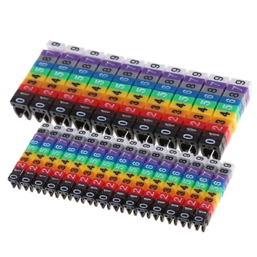 Drahtmarkierungsetiketten, Kabelnummerierung, Kabelidentifikationsetiketten, 100 Stück/Los, bunte Markierungsnummer vom Typ C for 2–3 mm(2.5mm) von RYRYR