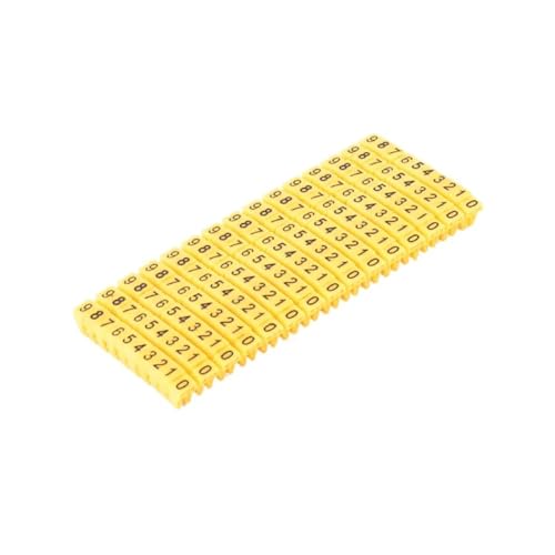 Etiketten zur Drahtmarkierung, Kabelnummerierung, Etiketten zur Kabelidentifikation, 100 Stück bunte Markierungsnummern vom Typ C for 2–10mm Netzwerke(Yellow,M 0(1.5mm)) von RYRYR