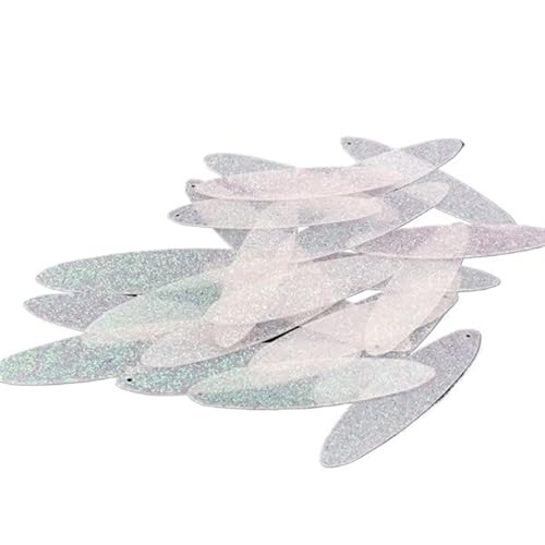 Glitzer-Pailletten, dekorative Pailletten for Basteln, Pailletten, 10 g, 10 x 40 mm, doppelspitzige Pailletten in Zwiebelpulver-Optik, PVC-Pailletten, DIY-Ohrringe, Hochzeitskleid, Nähzubehör(White) von RYRYR