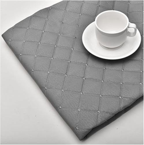 Kunstlederstoff, gestepptes Kunstleder, Lederstoff, Kunstleder, Polsterstoff for Autositze und Fahrzeuge mit gestrickter Baumwollrückseite, Herstellung von Kunstlederpolstertaschen, 140 cm breit(Grey) von RYRYR