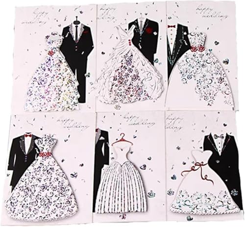 Personalisierte Hochzeitseinladungen, Save the Date-Karten for Hochzeitsempfangseinladungen, 6 Sets, elegantes Western-Design mit Bräutigam und Braut, mit Umschlägen, Partyzubehör for Hochzeit, Verlob von RYRYR