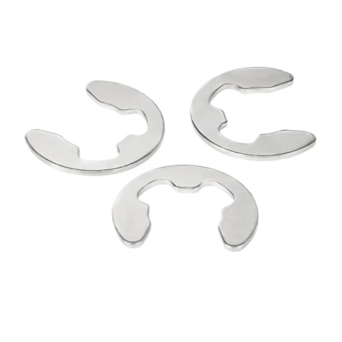 Sicherungsringe aus Edelstahl, Metall-E-Clips, Sicherungsscheiben for Wellen, E-Clips, 100 Stück E-Typ-Klemmfederscheibe, 304 Edelstahl, offene Endschnalle, E-Typ-Klemme, äußerer Befestigungsring M1,2 von RYRYR